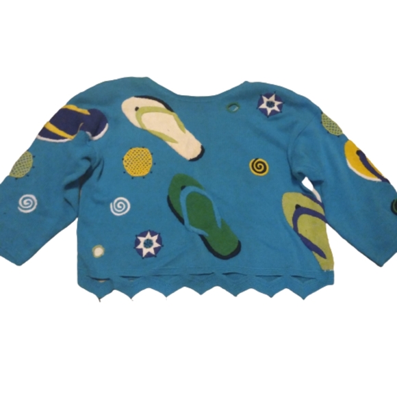 80's Vintage Marisa Christina/Lisa Nichols Flip Flop Cropped Sweater - Picture 4 of 16
